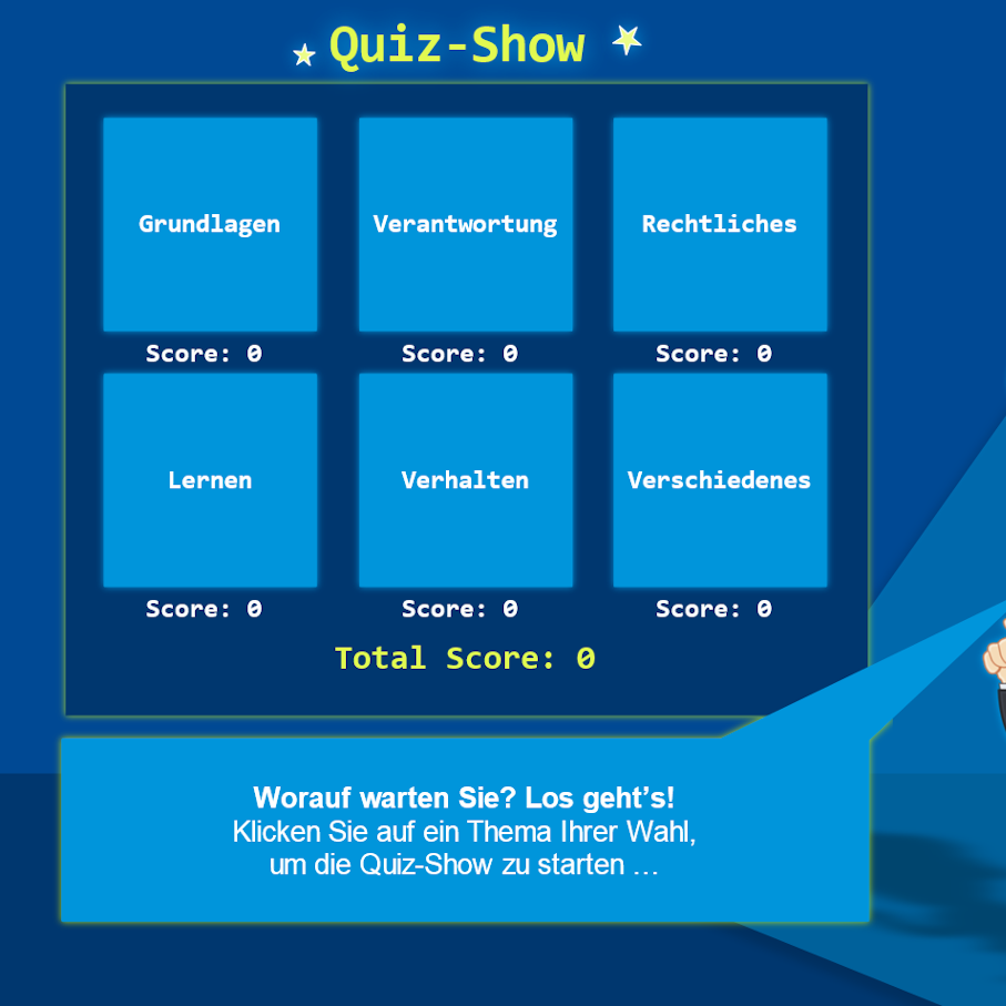 Öffnen Modul 3: Quizshow Unterweisung
